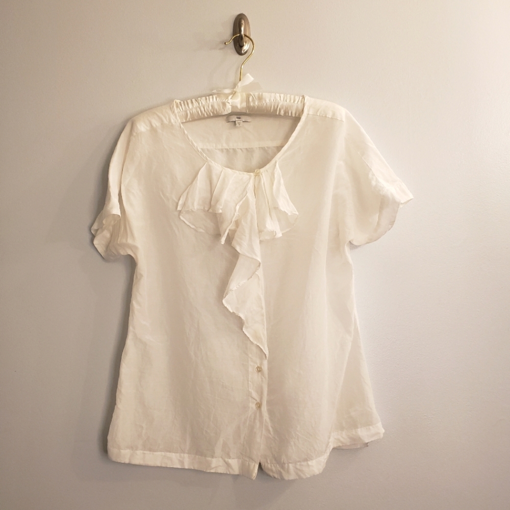 EUC GAP Cotton & Silk Blend Blouse/Top with Ruffles - Size M
